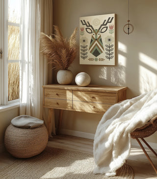 Folk Lodge Deer II Hygge Print