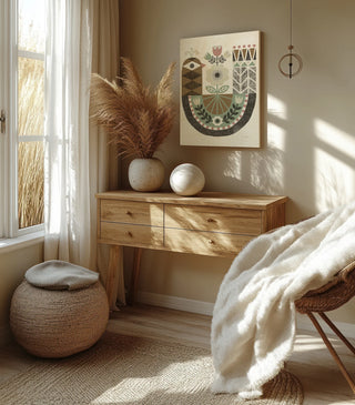 Folk Lodge Bird Hygge Print