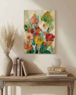 Tall Bright Flowers Cream I Print