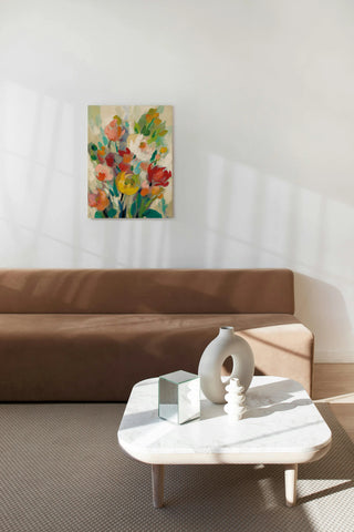 Tall Bright Flowers Cream I Print