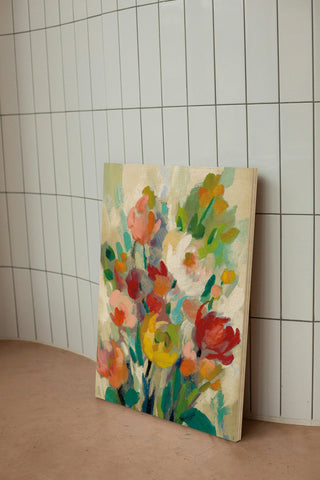 Tall Bright Flowers Cream I Print
