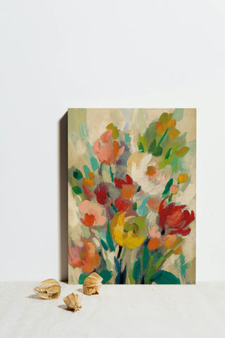 Tall Bright Flowers Cream I Print