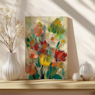 Tall Bright Flowers Cream I Print