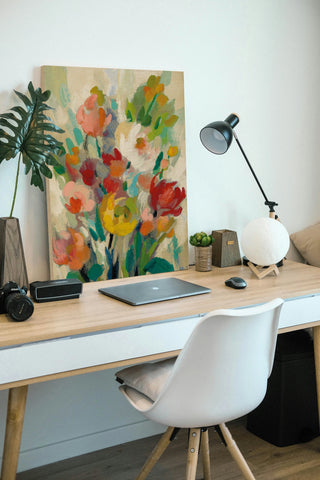 Tall Bright Flowers Cream I Print