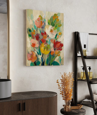 Tall Bright Flowers Cream I Print