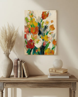 Tall Bright Flowers Cream II Print