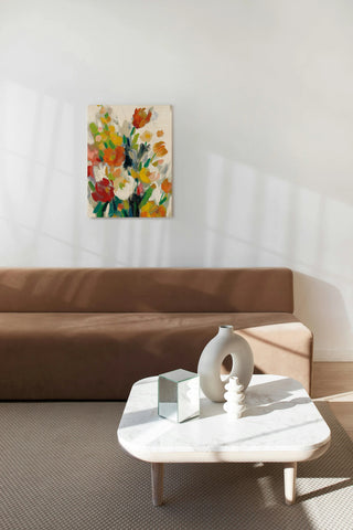 Tall Bright Flowers Cream II Print