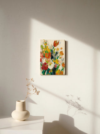 Tall Bright Flowers Cream II Print