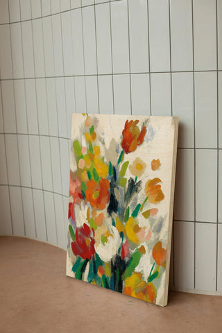 Tall Bright Flowers Cream II Print