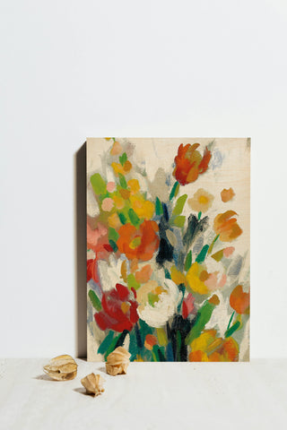 Tall Bright Flowers Cream II Print