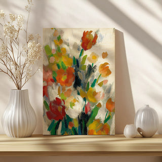 Tall Bright Flowers Cream II Print