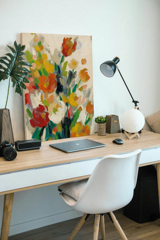 Tall Bright Flowers Cream II Print