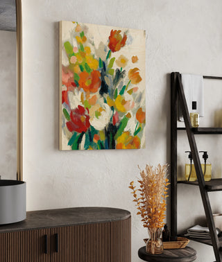 Tall Bright Flowers Cream II Print