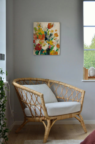 Tall Bright Flowers Cream II Print