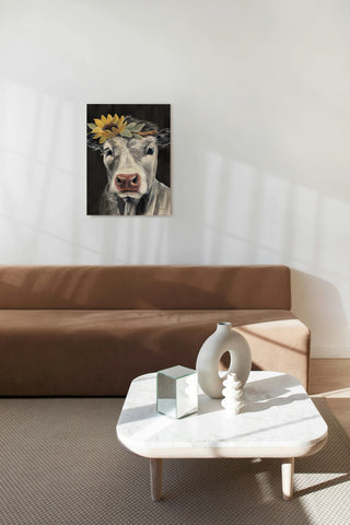 Pretty Cow on Black Print
