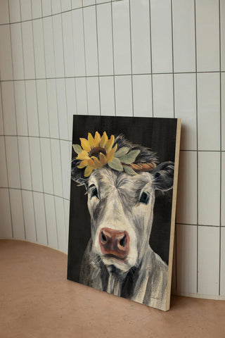 Pretty Cow on Black Print