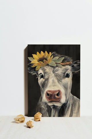 Pretty Cow on Black Print