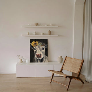 Pretty Cow on Black Print