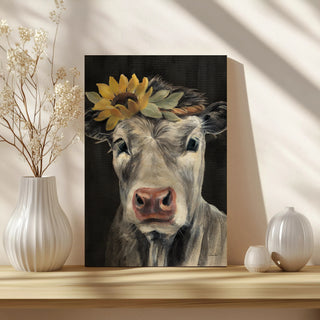 Pretty Cow on Black Print