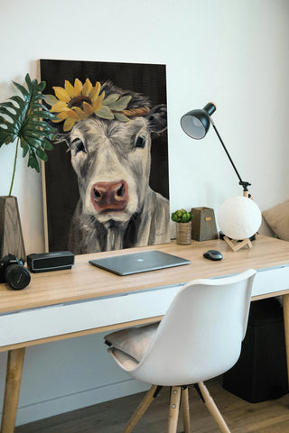 Pretty Cow on Black Print