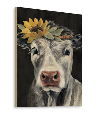 Pretty Cow on Black Print