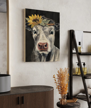 Pretty Cow on Black Print
