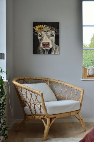 Pretty Cow on Black Print
