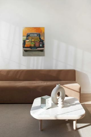Fall Bounty III Truck Navy Print