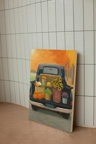 Fall Bounty III Truck Navy Print