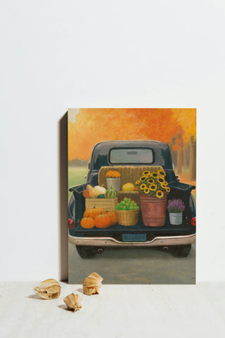 Fall Bounty III Truck Navy Print