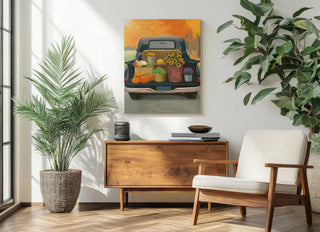 Fall Bounty III Truck Navy Print