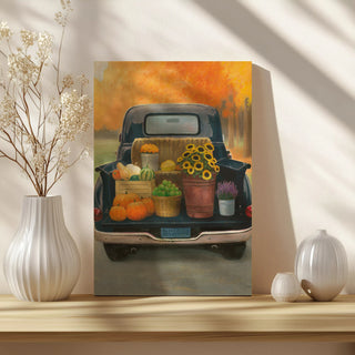 Fall Bounty III Truck Navy Print