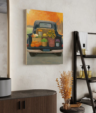 Fall Bounty III Truck Navy Print