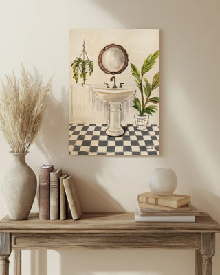 Crisp Cottage Bathroom II Vertical Print