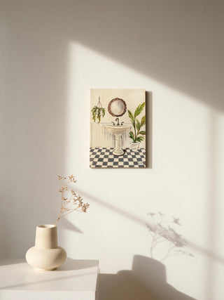 Crisp Cottage Bathroom II Vertical Print