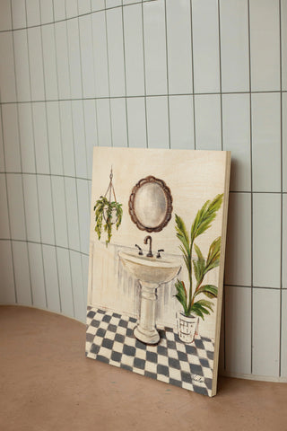 Crisp Cottage Bathroom II Vertical Print