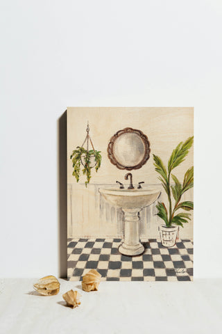 Crisp Cottage Bathroom II Vertical Print