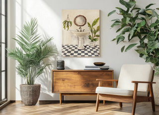 Crisp Cottage Bathroom II Vertical Print