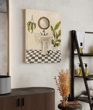 Crisp Cottage Bathroom II Vertical Print