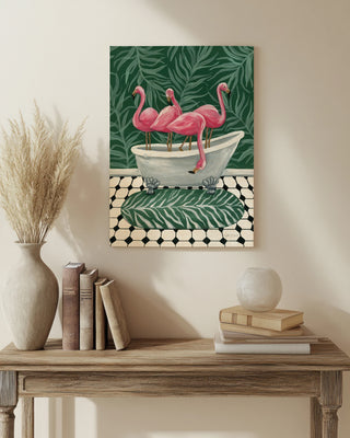Flamingos in Tub Print