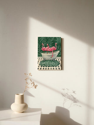 Flamingos in Tub Print