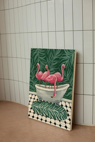 Flamingos in Tub Print