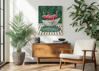 Flamingos in Tub Print