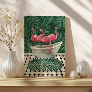 Flamingos in Tub Print
