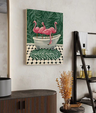 Flamingos in Tub Print