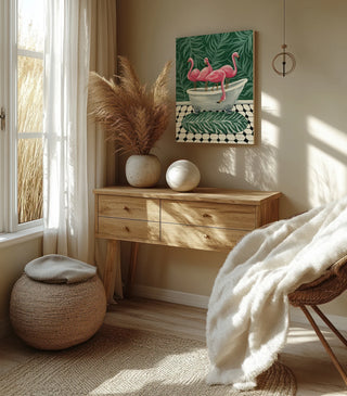 Flamingos in Tub Print