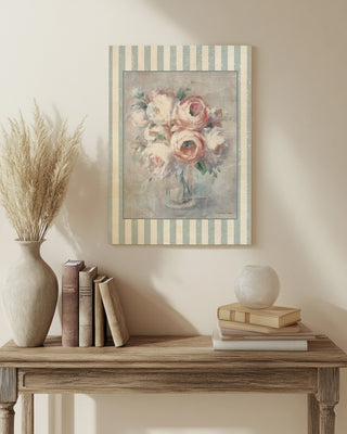 Light Summer Blooms I with Stripes Print