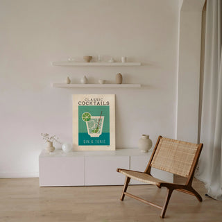 Classic Cocktails Gin and Tonic Poster Print