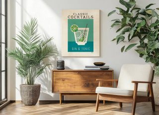 Classic Cocktails Gin and Tonic Poster Print