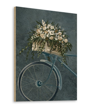 Vintage Bicycle with Florals Denim Print